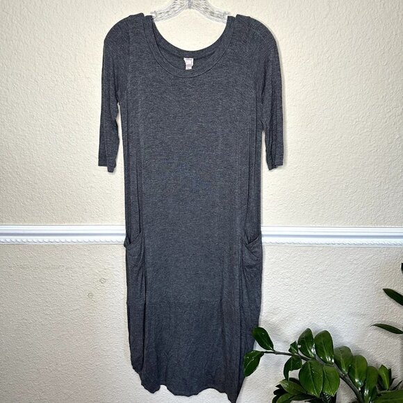 J Mode USA Dresses & Skirts - J Mode USA Women Medium Gray Shirt Dress Long Sleeve W/ Pockets 3/4 Sleeve SOFT